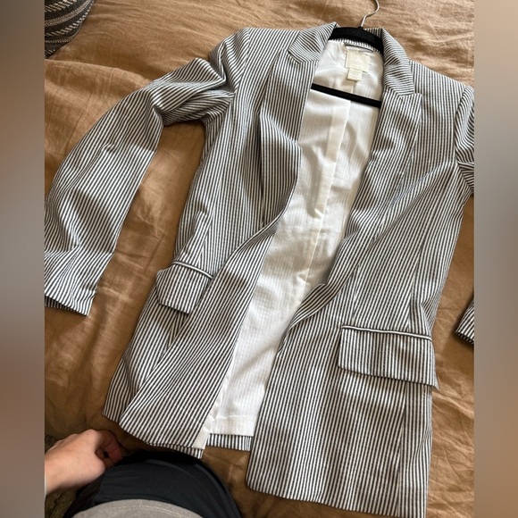 H&M cotton striped career work open front  blazer - Picture 12 of 12